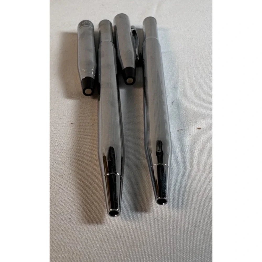 Cross Chrome Ballpoint Pen Mechanical Pencil Set USA Made Vintage